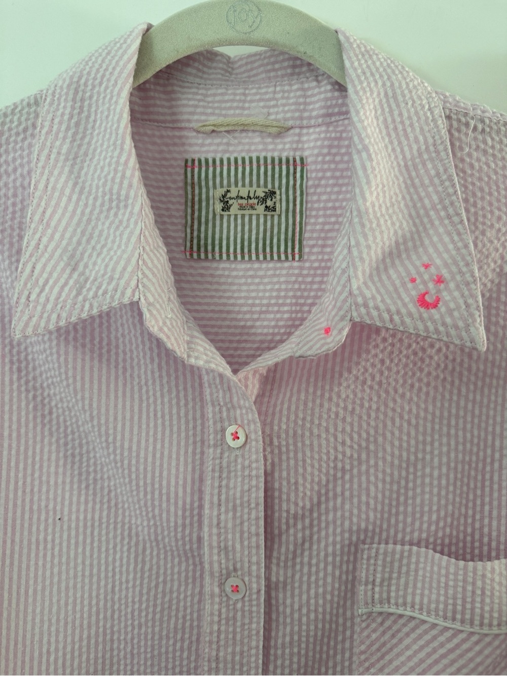 Free People Intimately Room Service Oversized PJ Lounge Shirt Pink Seersucker
M - Picture 3 of 9